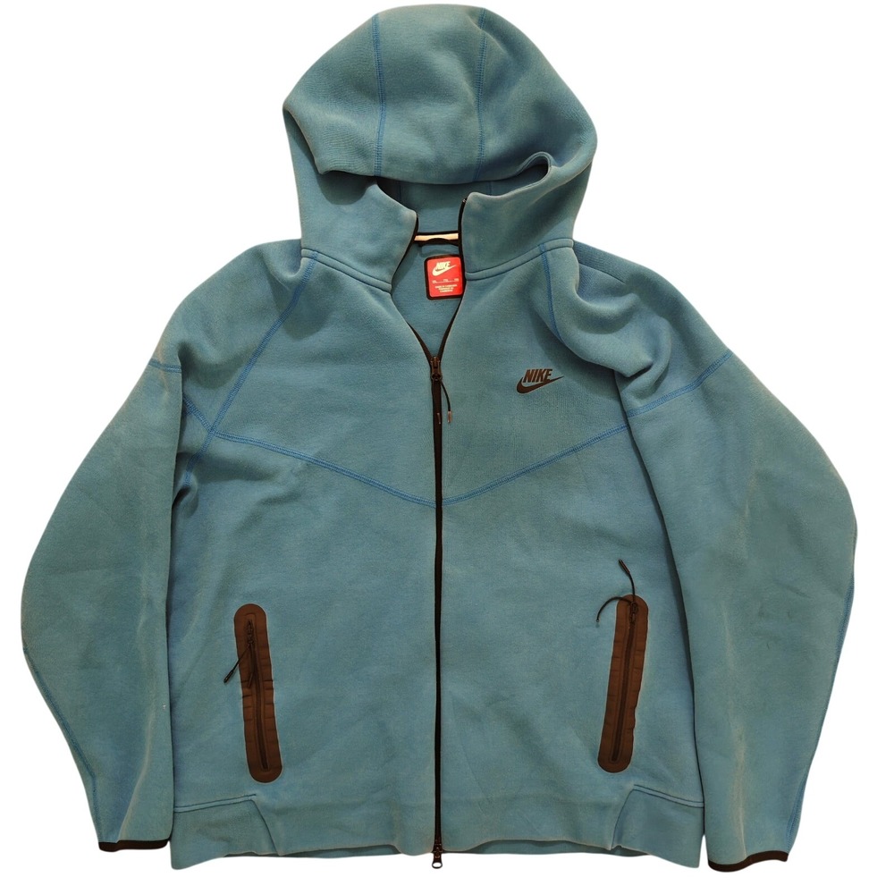 Nike Tech Fleece Full Zip Hoodie Mens XXL Light Blue Bonded Zip Jacket